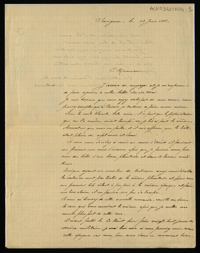 Carta de A. J. Darnajou dirigida a Ignacio Bolívar.
