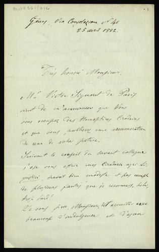 Carta de Pietro Mansueto Ferrari dirigida a Ignacio Bolívar.